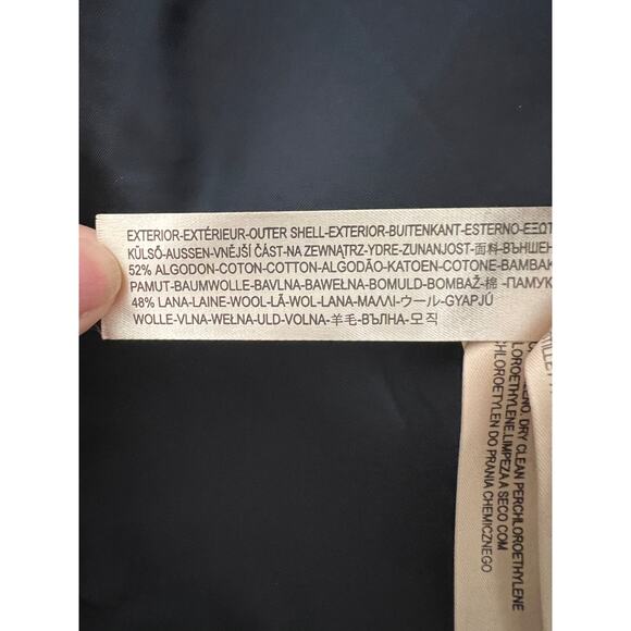 Massimo Dutti Cotton Wool Blend Blazer Gold Zipper Pocket Navy size 6 - Picture 5 of 8